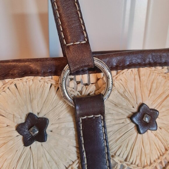 Brighton Woven Raffia & Brown Leather Tote (Flawed) - Picture 6 of 16